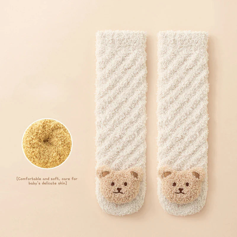 Newborn Baby Socks Cute Bear Socks Infant Kid Cotton Toddlers Leg Warmers Knee Soft Velvet Long Baby Socks for Girls Boy