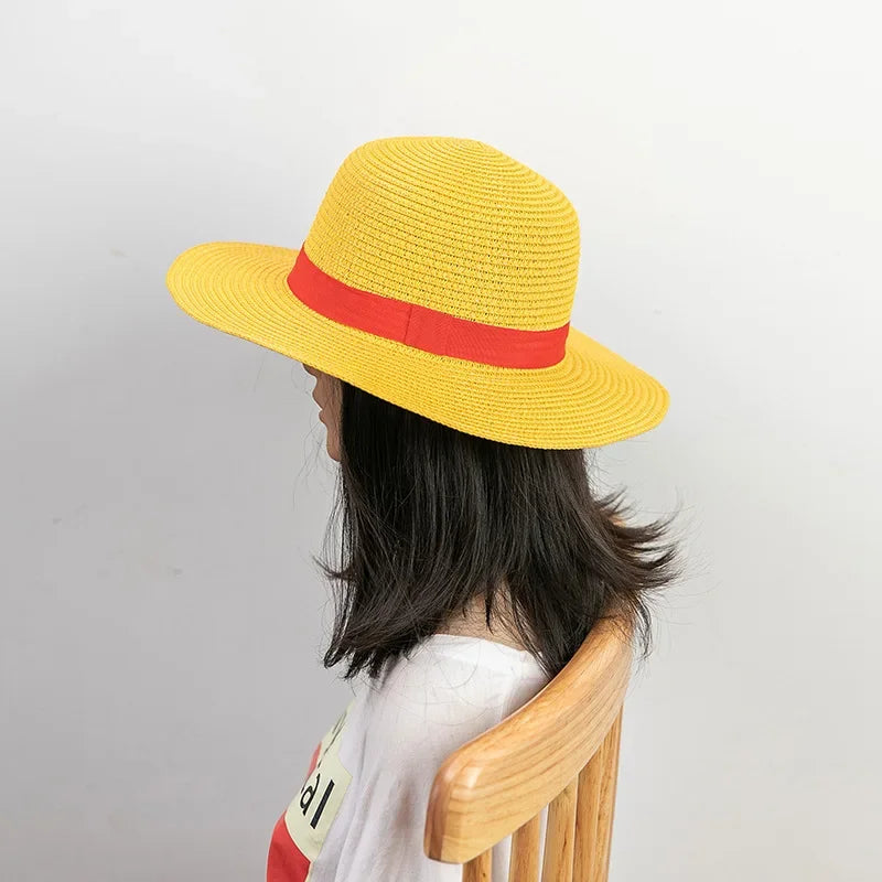 Luffy Straw Hat Anime Cartoon Cosplay Caps Accessories Summer Sun Hat Sunshade Parent-Child Hat Luffy Hat for Women Men