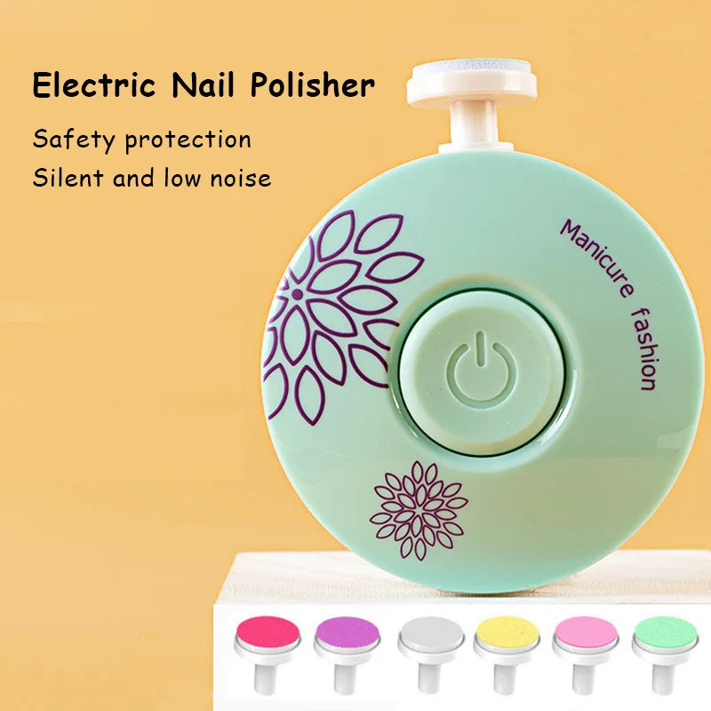 6 PCS/Set Electric Baby Nail Trimmer Kid Nail Polisher Tool Baby Adult Care Kit Manicure Set Baby Nail Clipper Cutter