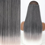 MERISIHAIR Synthetic No Clip Invisible Wire Hair Extensions Straight Black Blonde One Piece False Hairpiece Hair Extension