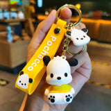 Kawaii Sanrio Keychain Cute Cartoon Pochacco Doll Pendant Car Key Ring Backpack Plush Keychain Ornaments Jewelry Gift for Friend