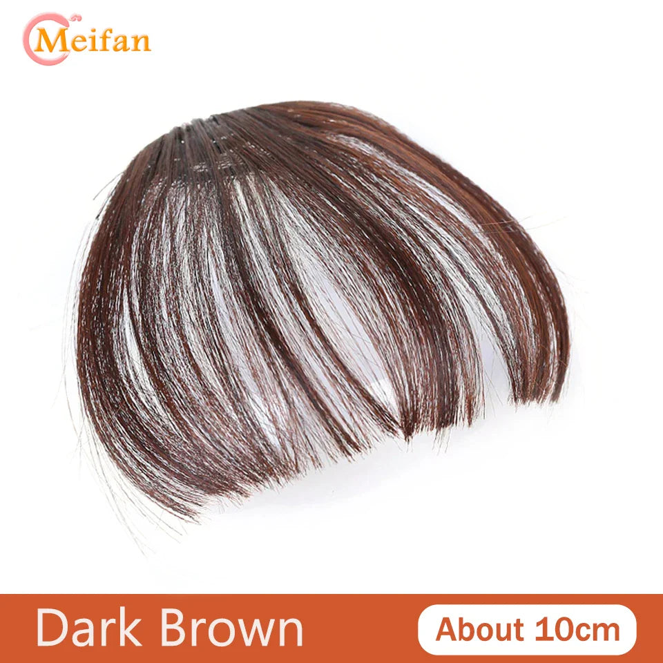 MEIFAN Middle Part Fake Bangs Fringe Synthetic Topper Hairpiece Clip-In Bang Extension Natural Invisible Clourse Hairpiece Women