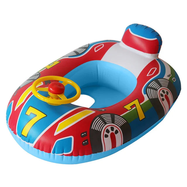 Cartoon Inflatable Baby Swim Ring Seat Floating Sunshade Toddler Swim Circle Bathtub Swimming Pool Beach Party Outdoor Water Toy