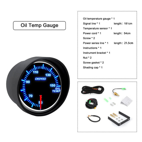 Universal 2" 52mm 10 Color LED 12V Racing Turbo Boost Gauge RPM Tachometer Water Oil Temperature Meter Red Pointer With Sensor