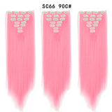 Set Hair Clip In Hair Extensions With Clips Hairpieces Synthetic Extension False/Fake Hair Blonde Eunice Hair Long Hair Pieces