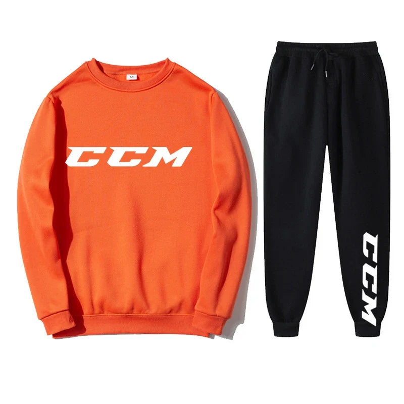 Men's Tracksuit Set Hoodie + Pants Spring Autumn Winter Fleece Warm Sportwear CCM Streetwear Suit Men Clothing