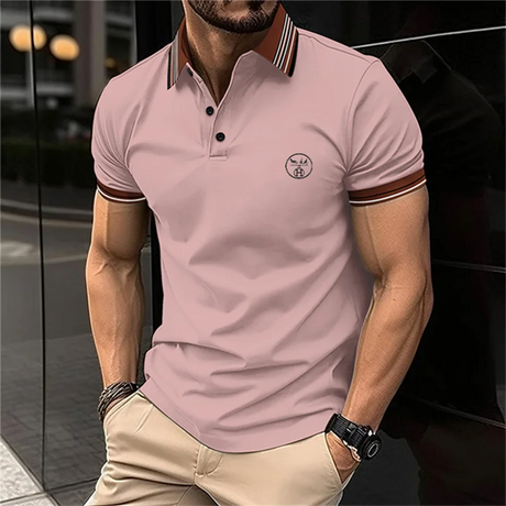 Solid Color Versatile Boutique Men's polo shirt Business Casual Street Trend Clothing Fashionable Summer Lapel Short Sleeved Top