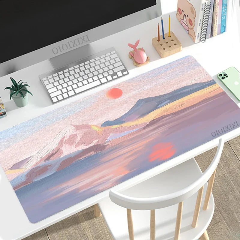 Mouse Pad Gamer Cute Aesthetic Kawaii Oil Painting XL Mousepad XXL Mechanical Keyboard Pad Office Office Accessories Mice Pad