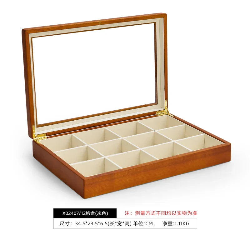 Oirlv Retro Wooden Jewelry Box Ring Necklace Bracelet Display Case Jewelry Case Transparent Jewelry Organizer Case For Women