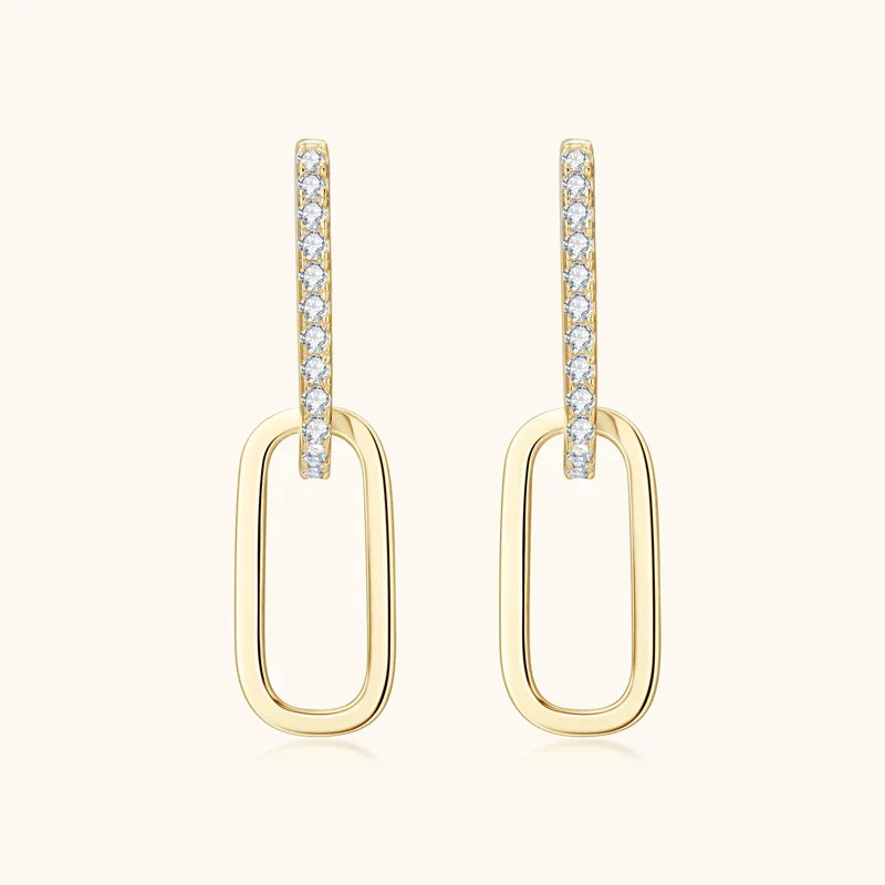 IOGOU Moissanite Paperclip Link Earrings for Women Silver 925 Real 1.4mm D Color Diamond Huggie Hoop Earrings 2023 Trend Jewelry