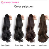 BEAUTYENTER Synthetic Straight Long Wig Hair Ponytail Grab clip Bow Pony Tail For Woman Fake Hairpiece For Black Women