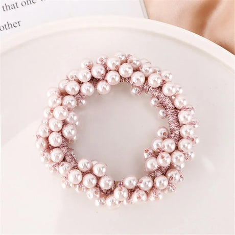 1pc Women Crystal Pearls Hair Rope Handmade Elastic Beaded Ponytail Holders Hair Ties For Women And Girls Hair Accessories