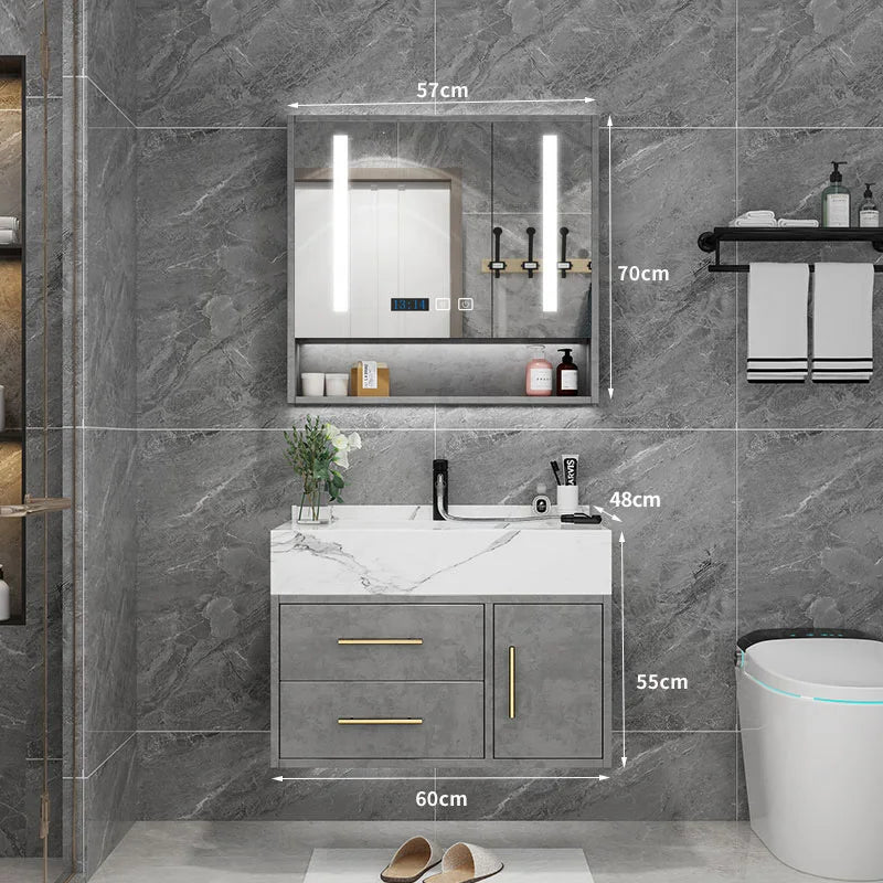 Marble Bathroom Cabinet Combination Solid Wood Intelligent Simple Luxurious Bathroom Cabinet Sink Washbasin Furniture YX50BC