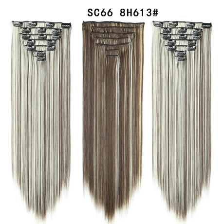 Set Hair Clip In Hair Extensions With Clips Hairpieces Synthetic Extension False/Fake Hair Blonde Eunice Hair Long Hair Pieces