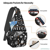 Gothic Skull Cat Moon Pattern Sling Bag Women Crossbody Chest Backpack Hiking Daypack Men Travel Casual Rideing Outdoor Beach