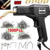 50W Plastic Welder Gun Tools 200/1000Pcs Hot Staples Iron Kit for Car Body Bumper Plastic Welding Plastic Gas Tank Repair