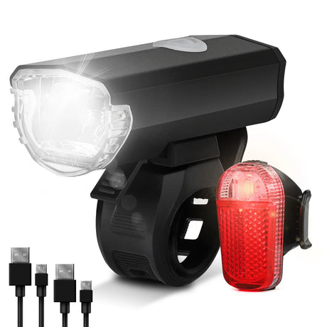 FUNWICT Bicycle Light Set USB StVZO Headlight LED Cycling Front Rear Lamp MTB Electric Bike Taillight Mountain Bike Accessories