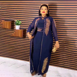 2023 African Wedding Party Dresses for Women Spring Autumn African Long Sleeve Red Black Blue White Long Dress Suit Muslim Abaya