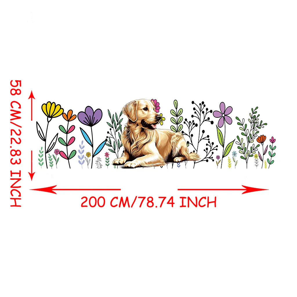 Golden Labrador Flower Large Car Stickers Decals Car Body Stickers Car-Side Decals Waterproof Car Vinyl Stickers for Truck SUV