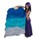 Professional Bellydance Silk Veils Light Weight 100% Silk Fan Hand Paint Colorful Dancer Performance Props Extra Long Flowy 1.8m