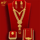 XUHUANG African Big Luxury 4PCS Dubai Gold Color Jewelry Necklace Sets For Women Bridal Wedding Sets 2023 Trend Jewellery Gifts