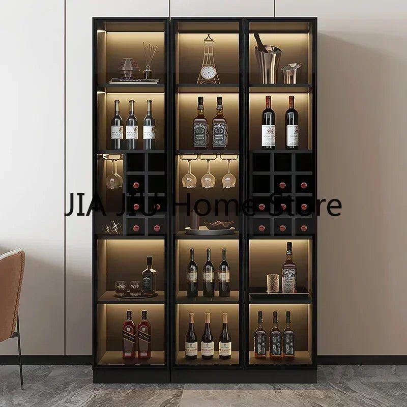 Wall Display Wine Cabinets Living Room Luxury Modern Kitchen Wine Cabinets Simplicity Glass Botellero Vino Bar Furniture QF50JG