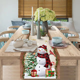 Christmas Tree Snowman Linen Table Runners Kitchen Dining Table Decor Farmhouse Navidad Xmas Winter Table Runners Wedding Decor