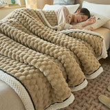 Winter Warm Blanket Skin-Friendly Bedspread Solid Striped Throw Blankets Sofa Air Conditioning Blanket For Bedroom