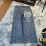 JNCO Jeans Men Y2K Harajuku Hip Hop 7 Graphic Embroidery Baggy Denim Pants Streetwear Casual High Waist Wide Leg Trousers New
