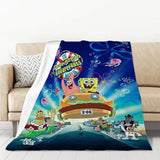 S-SpongeBobs Cartoon Sofa Blankets & Throws Fluffy Soft Blankets for Bed Child Blanket Furry Throw Double Decorative Anime Kid's