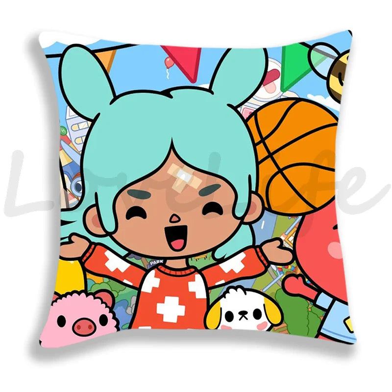 Toca Life World Pillow Case Home Decorative Toca Boca Throw Pillowcase 45*45cm Sofa Cartoon Cushion Covers Zipper Pillow Cover