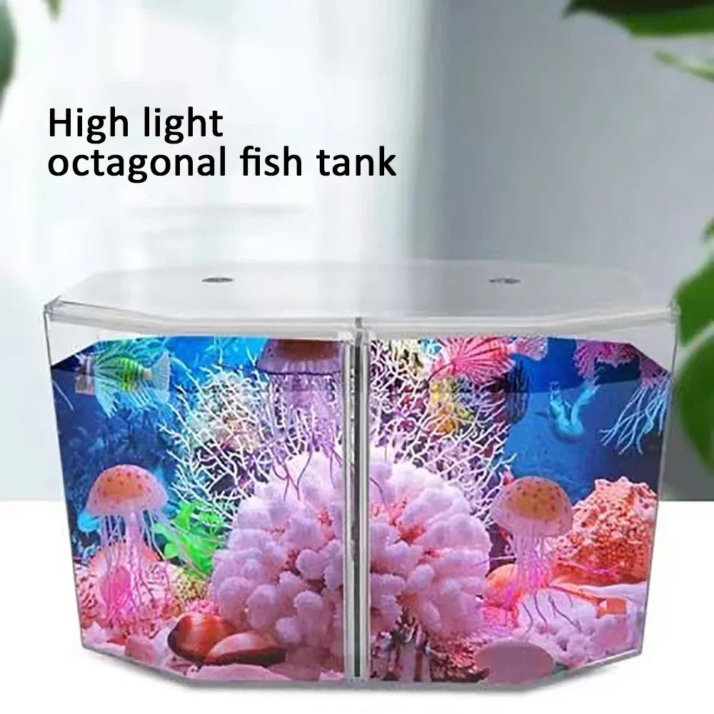 Acrylic Guppy Fish Tank Two-part Aquarium Betta Small Fish Tank Landscaping Transparent Aquarium Hatching Breeding Isolation Box