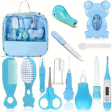 13PCS Baby Grooming and Health Kit Safety Care Set Newborn Nursery Health Care Set with Hair Comb Nail Clippers Aspirator