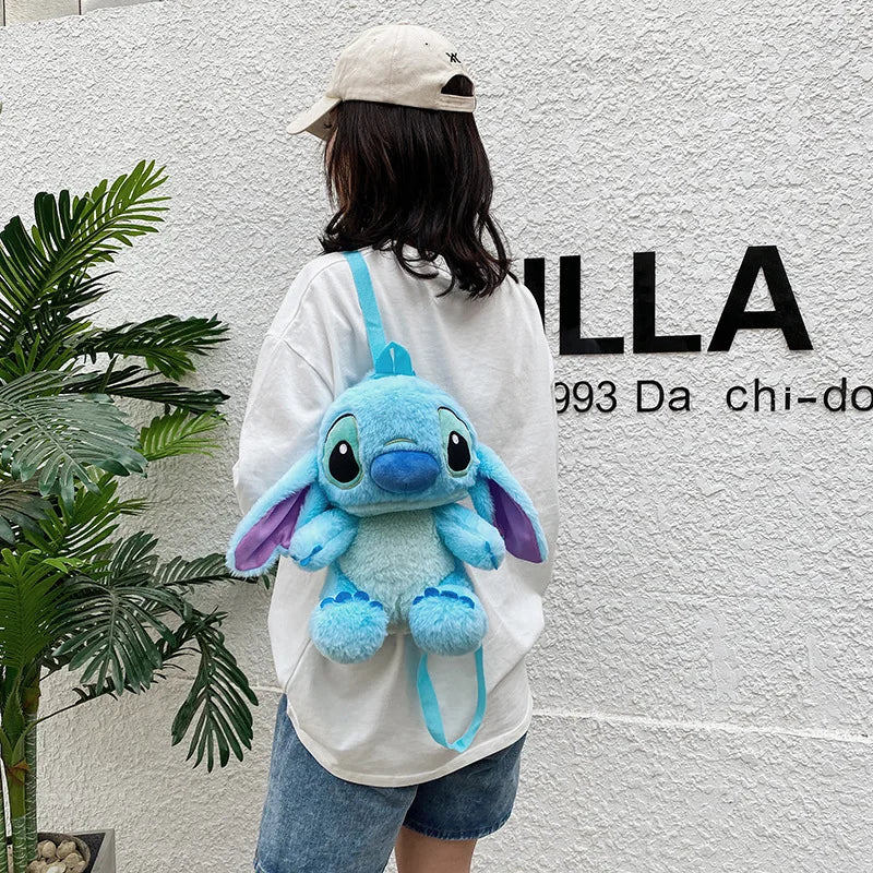 large Cartoon Blue Stitch Plush Backpack Cute Stitch Backpacks Stuffed Plush Dolls For Girls Bags Soft Christmas Gift