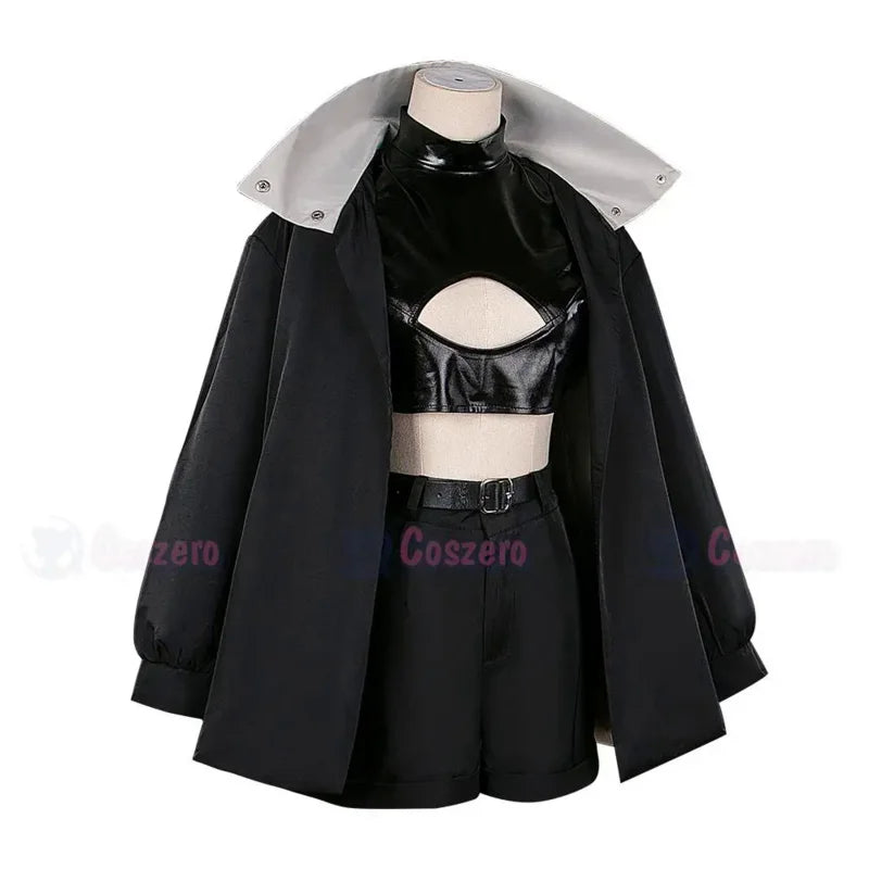 Nanakusa Nazuna Cosplay Call of the Night Costume Wig Black Cloak Jacket Leather Vest Shorts Outfit Yofukashi No Uta Women