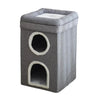 Foldable Cat House with Scratch Pad, Hideaway Condo for Kitty, Hut Covered Kitten Bed, Pet Furniture, 2 Level