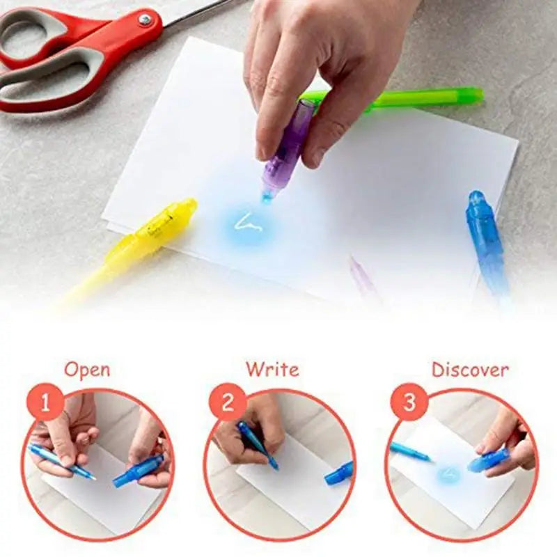 Secret Pen Invisible Spy Disappearing Ink Pen with UV Light Magic Marker for Secret Message Kids Party Favors Toys Gifts