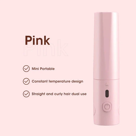 Hair Straightener Curler Comb Mini USB Plug in Anti-Scald Portable Wireless Hair Straightener Brush Comb for Home Travel Women