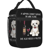 Custom Dachshund And Wine Funny Dog Lunch Bag Women Thermal Cooler Insulated Lunch Boxes for Children School