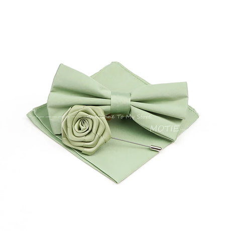 New Colorful Bowties Handkerchiefs Cufflinks Set Polyester Brooches For Men's Business Wedding Party Suit Dress Accessories Gift