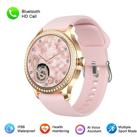 Diamond-studded Smart Watch 2024 For Women Lovely Steel Sport Watch Bluetooth Call Fitness bracelet Heart Rate Ladies Smartwatch