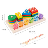 2 in 1 Montessori Baby Developmental Toys Shape Sorting Puzzle and Fishing Game Wooden Educational Toys for Children 3 4 5 Years