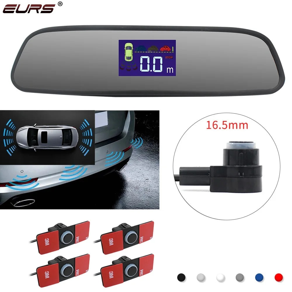 16.5mm Parktronic Parking Sensor Auto Car Detector LED Display Reverse Back Up Radar Monitor System 4 Parking Radar Sensors