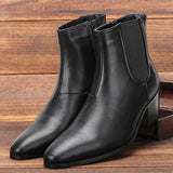 Size 40~46 Men Heightened Shoes Fashion Men high-heeled Boots Leather Chelsea Ankle Boots  #G18