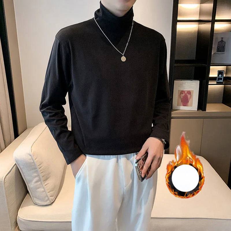 Autumn Winter KPOP Fashion Style Harajuku Slim Fit Ropa Hombre Loose Casual All Match T-shirts Patchwork Long Sleeve POLO Shirt