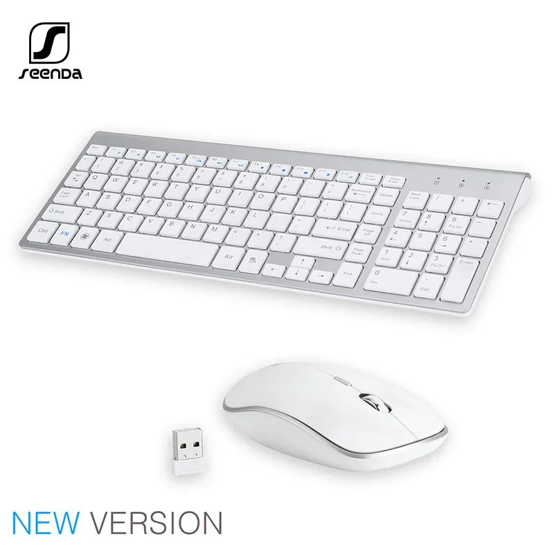 SeenDa Russian Spain Wireless Keyboard and Mouse Combo 2.4G Full Size Silent Button Keyboard Mouse Set for Laptop PC Computer