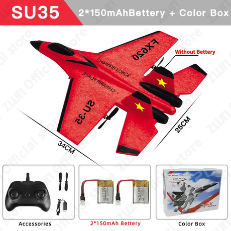 RC Plane SU35 2.4G With LED Lights Aircraft Remote Control Flying Model Glider EPP Foam Toys Airplane For Children Gifts