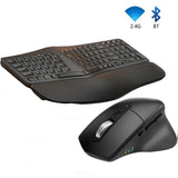 Bluetooth Wireless Ergonomic Split Keyboard and Vertical Mouse Combo Adjustable Palm Rest Membrane Low Profile Keys Keyboard