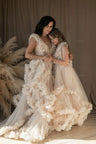 Tiered Ruffles Tulle Mommy and Me Matching Dresses Mother and Daughter Maternity Girls Family Outfit Photography Prom Gown