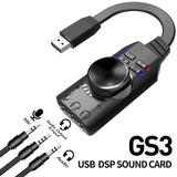 7.1 Channel Sound Card USB Audio Interface Headphone Adapter Soundcard Professional Gaming Soundcard for Mic Speaker Laptop PC